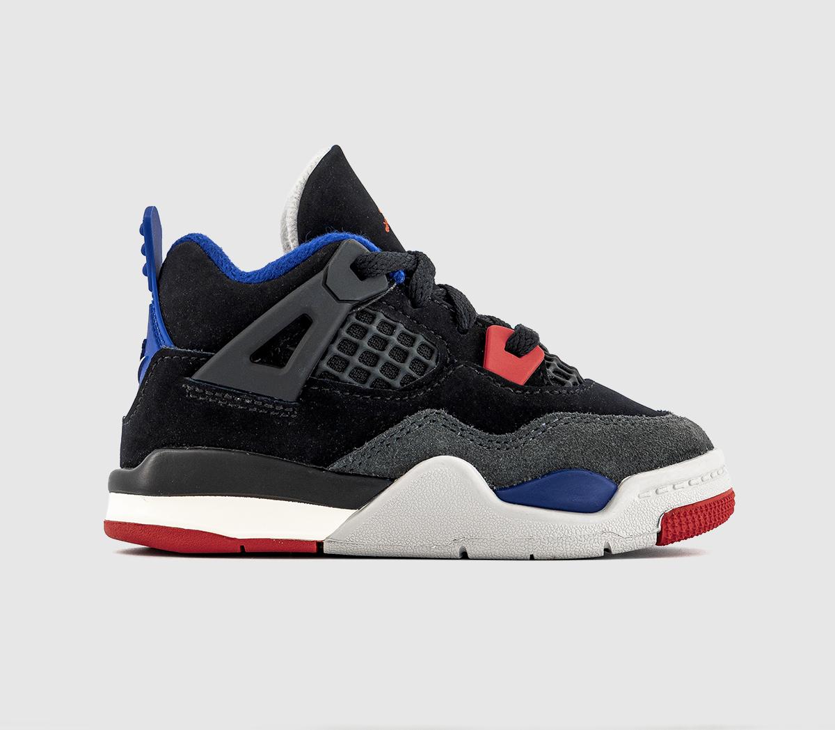 JordanJordan 4 Retro Toddlers Black Fire Red Deep Royal Blue