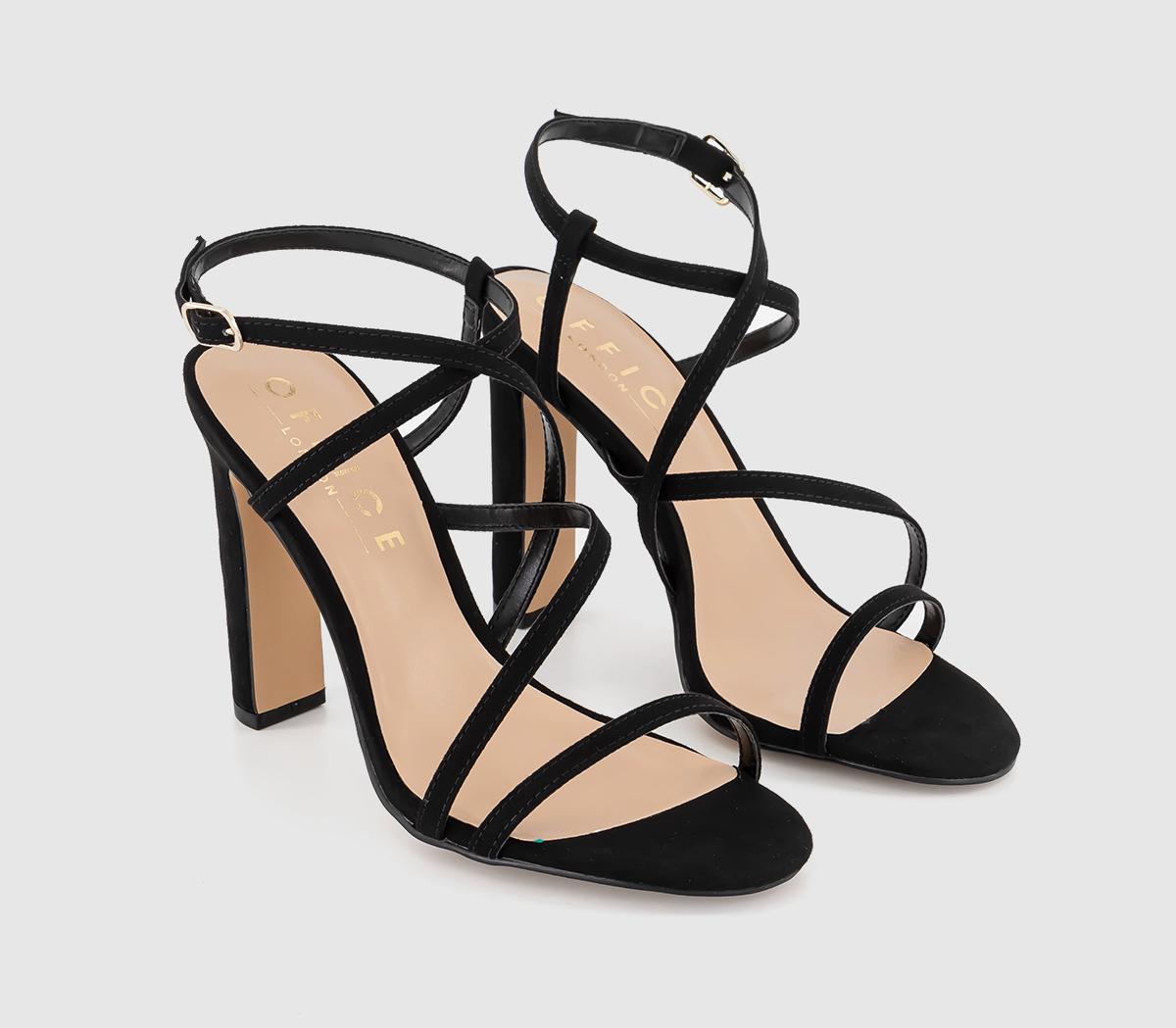OFFICE Harlequin Strappy Block Heels Black High Heels OFFICE Harlequin Strappy Block Heels Black High Heels