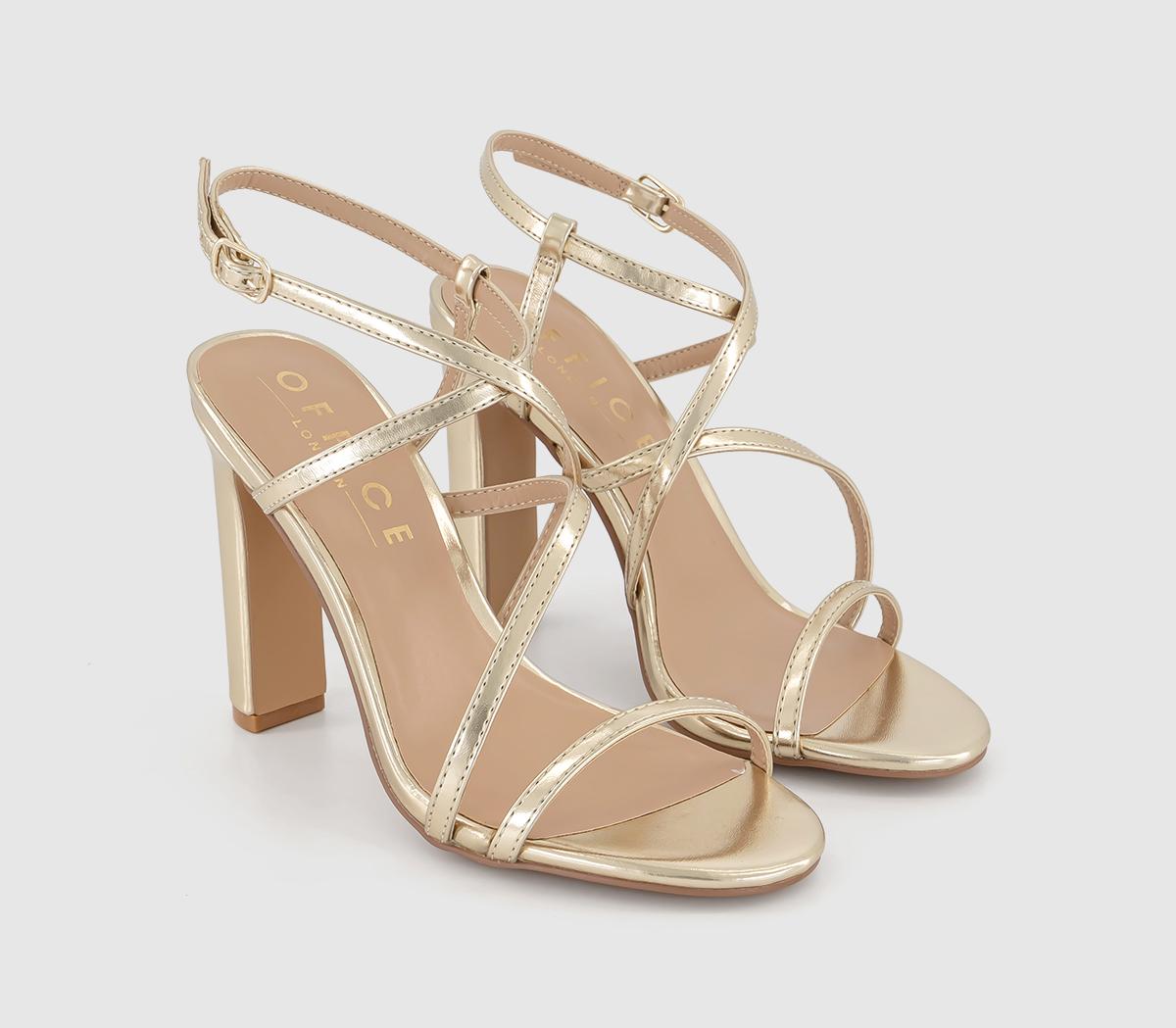 OFFICE Womens Harlequin Strappy Block Heels Gold, 7