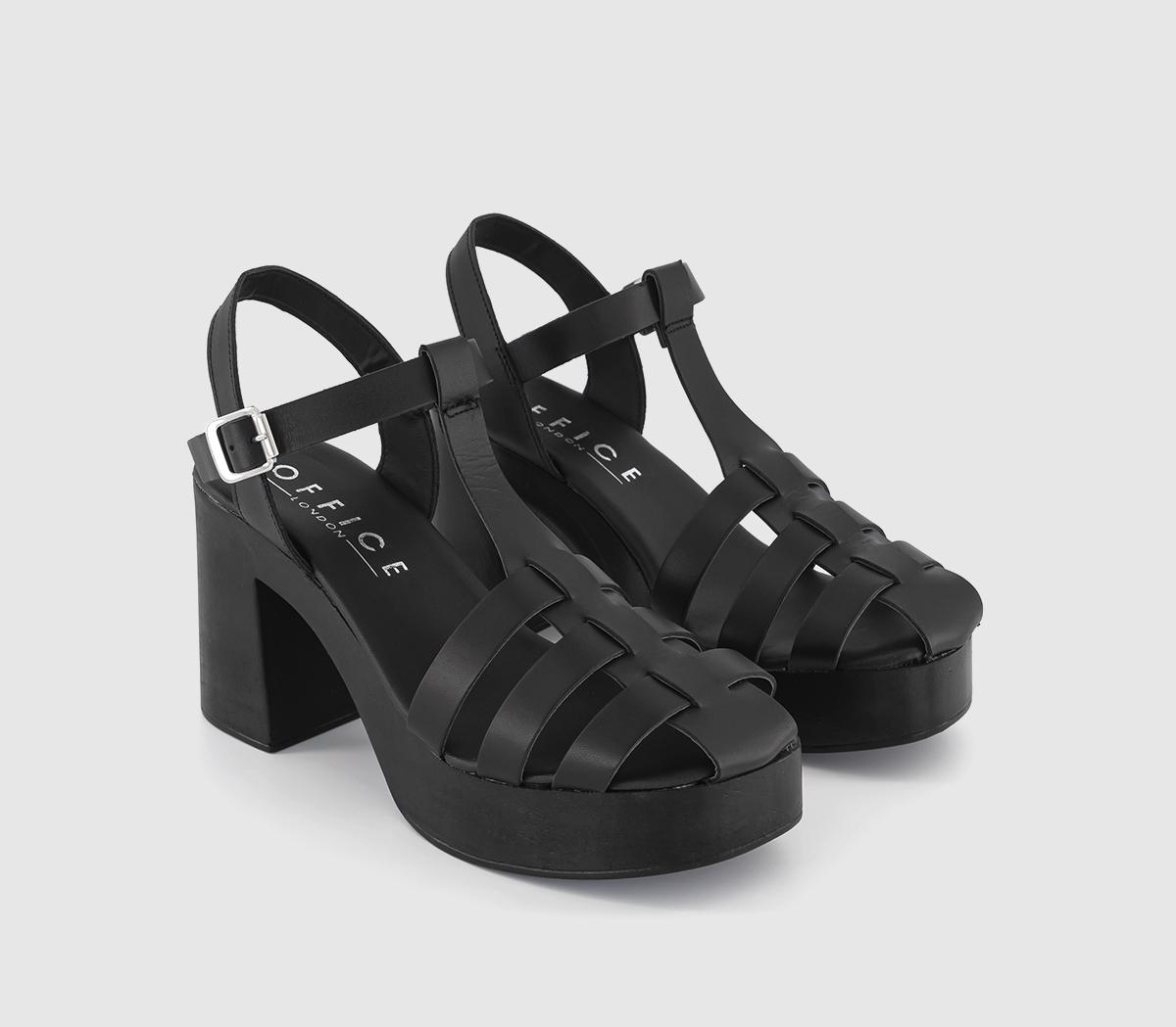 OFFICEHyde Fisherman Block Heel SandalsBlack Leather