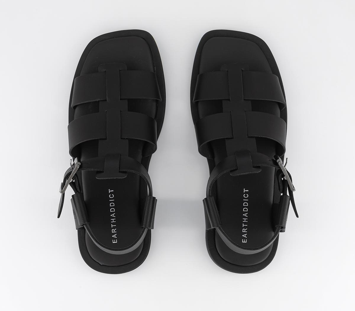 EARTHADDICT Starfish Chunky Fisherman Sandals Black - Flat Shoes for Women