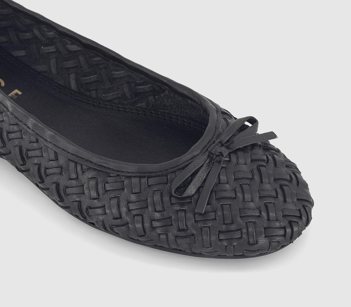 OFFICE Fraternity Interweave Leather Ballerina Shoes OFFICE Fraternity Interweave Leather Ballerina Shoes Black Leather