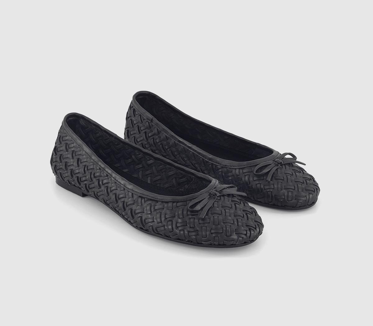 OFFICEFraternity Interweave Leather Ballerina ShoesBlack Leather