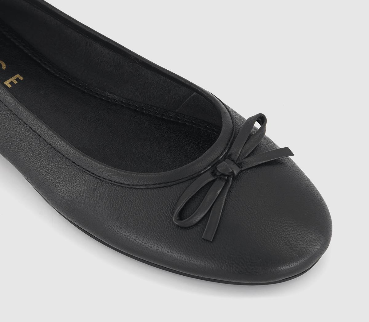 OFFICE Frazzle Leather Ballerina Shoes Black Leather - Flat Shoes for Women