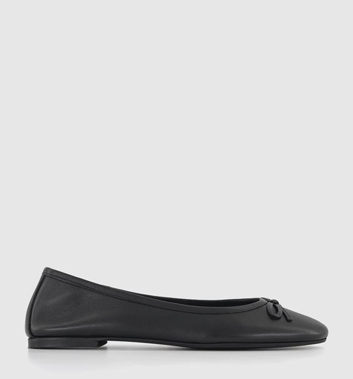 OFFICE Frazzle Leather Ballerina Shoes Black Leather