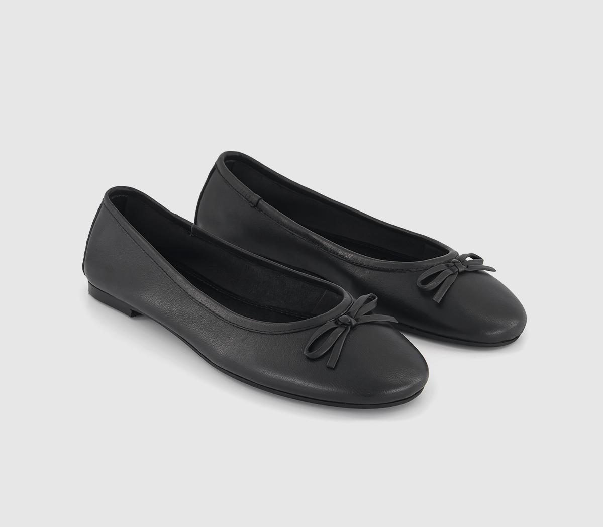 OFFICE Frazzle Leather Ballerina Shoes Black Leather - Flat Shoes for Women