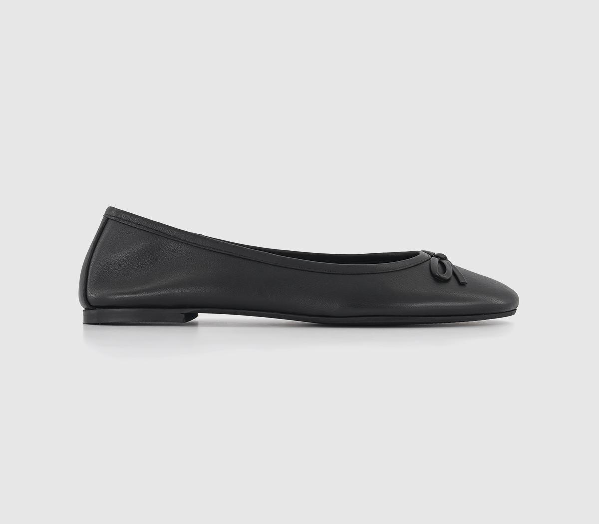 Black leather ballerina store shoes