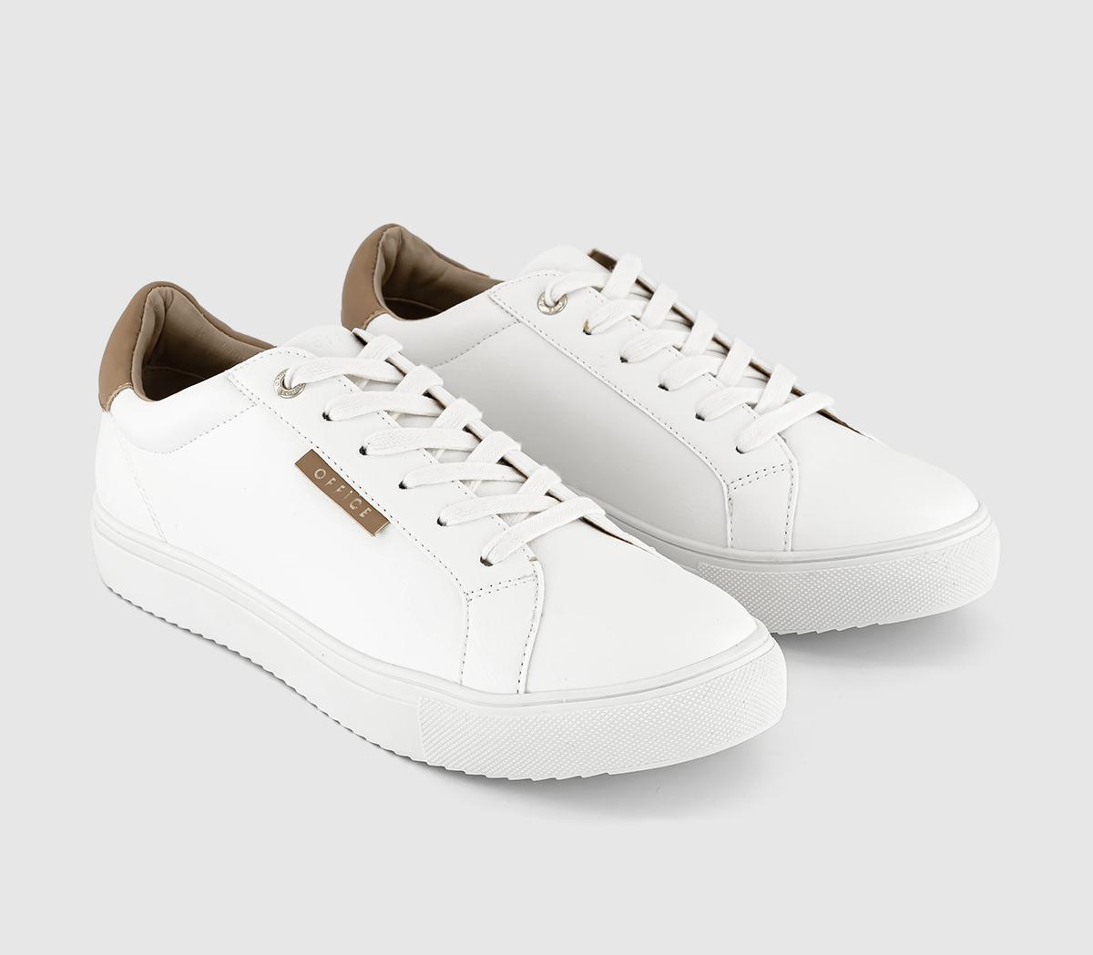 OFFICE Floating Lace Up Trainers White Tan - Fashion Trainers