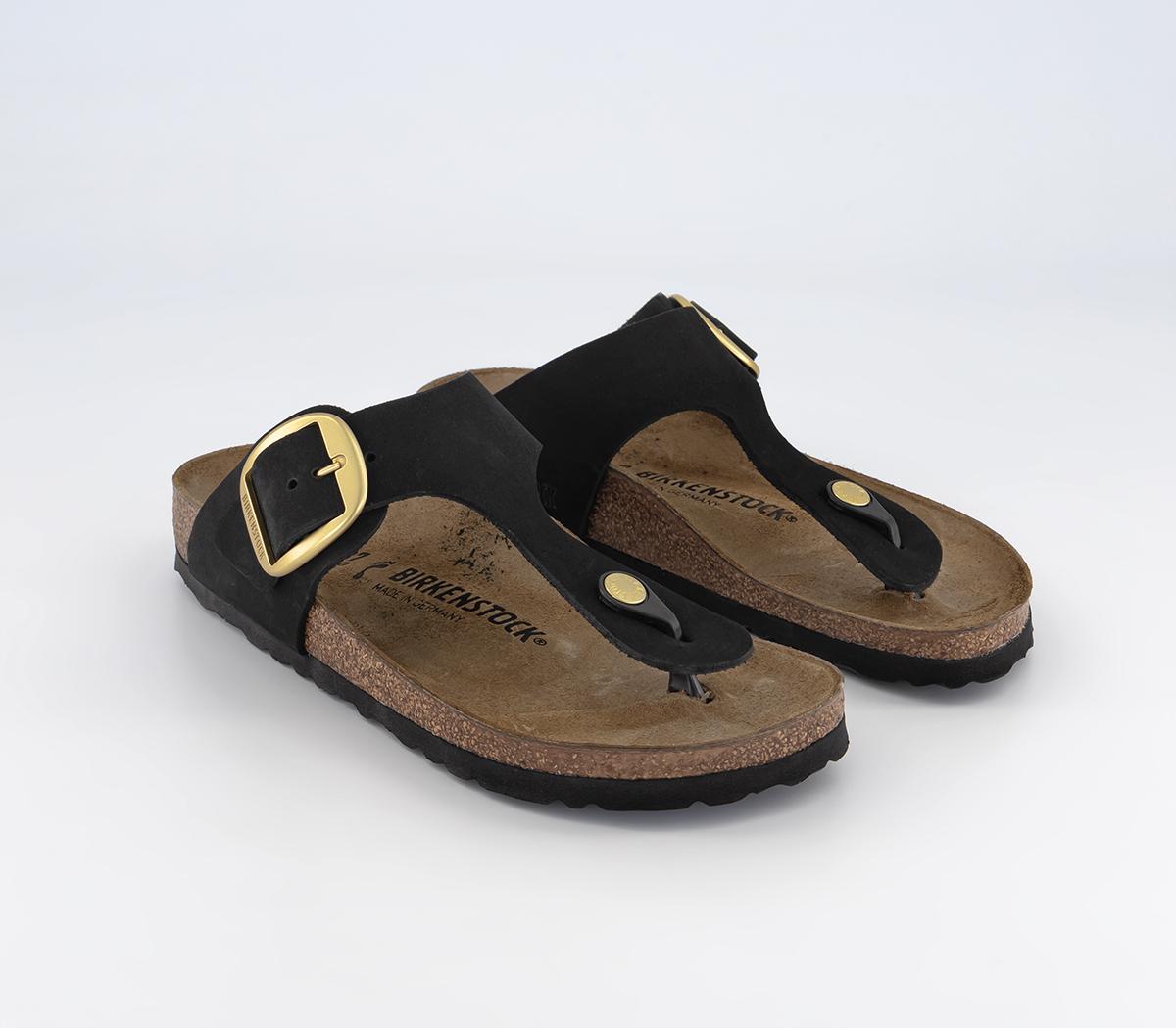 BIRKENSTOCK Gizeh Big Buckle Sandals Black Nubuck - Flat Shoes for Women