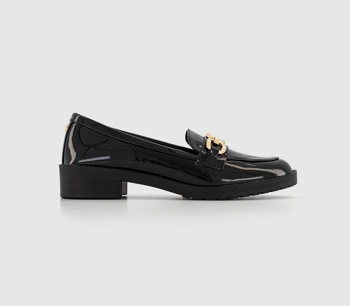Forget Me Not Metal Trim Loafers Black Patent
