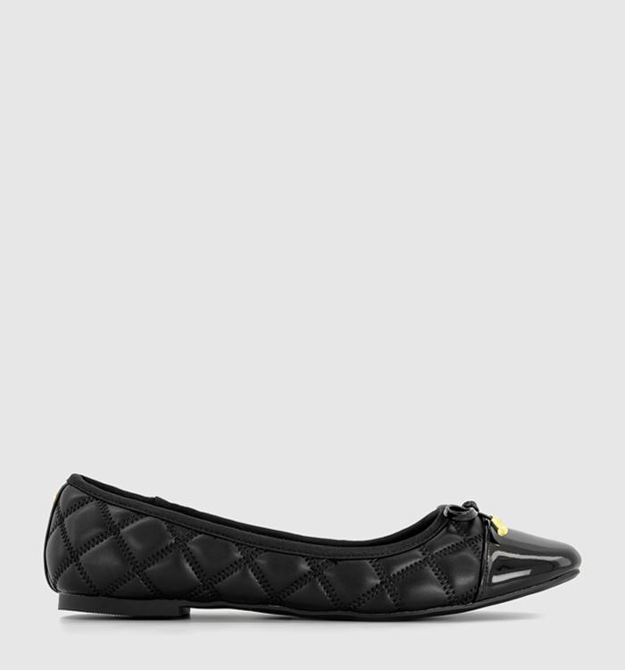 OFFICE Foreveryoung Quilted Toe Cap Bow Ballet Pumps Black