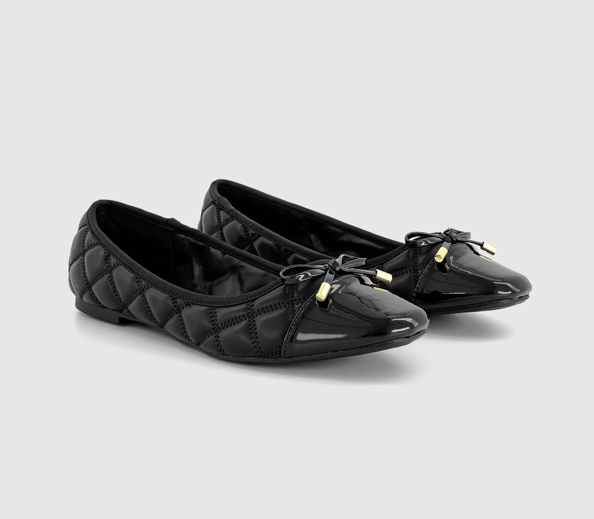 OFFICEForeveryoung Quilted Toe Cap Bow Ballet PumpsBlack