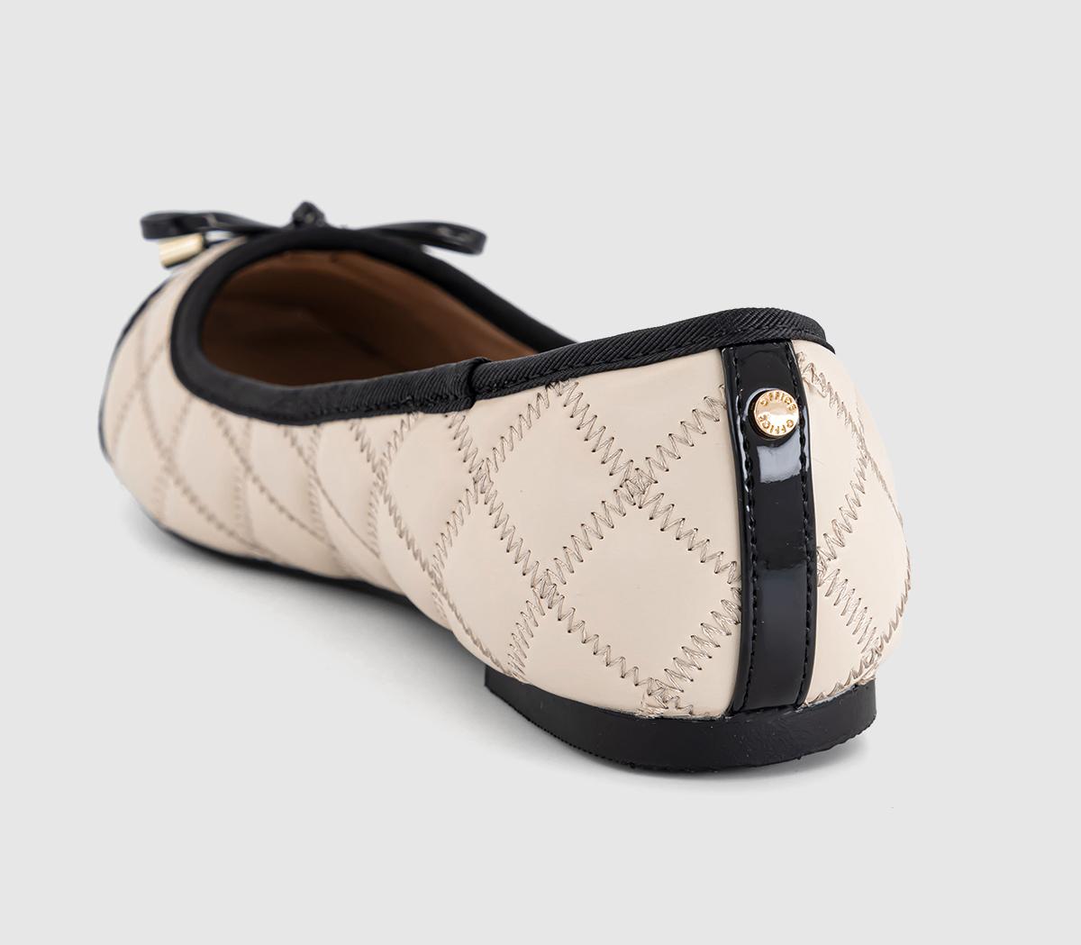 OFFICEForeveryoung Quilted Toe Cap Bow Ballet Pump OFFICEForeveryoung Quilted Toe Cap Bow Ballet PumpOff White