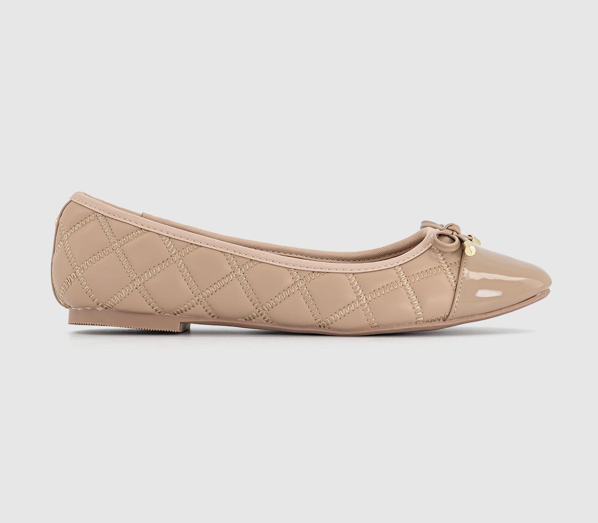 OFFICEForeveryoung Quilted Toe Cap Bow Ballet PumpsBeige