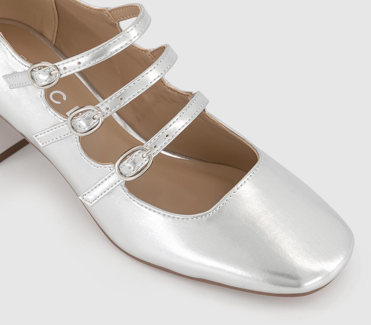 OFFICEMarvel Triple Strap Mary Jane Block Heels OFFICEMarvel Triple Strap Mary Jane Block HeelsSilver