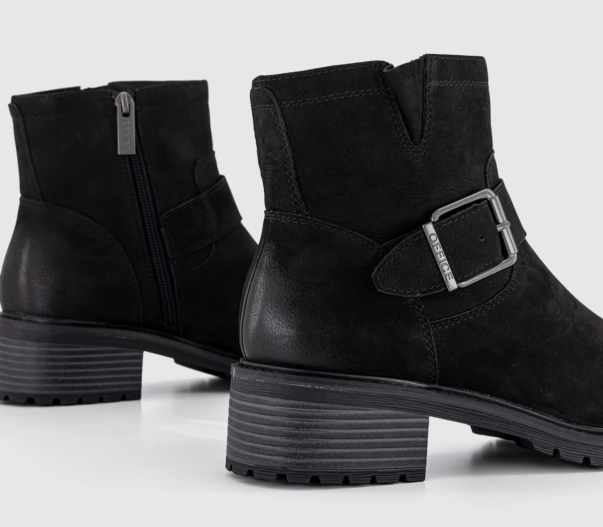 OFFICEAvril Cleat Sole Buckle BootsBlack Leather