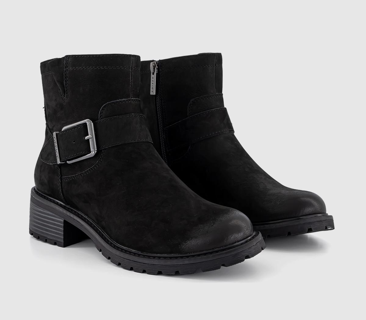 OFFICEAvril Cleat Sole Buckle BootsBlack Leather