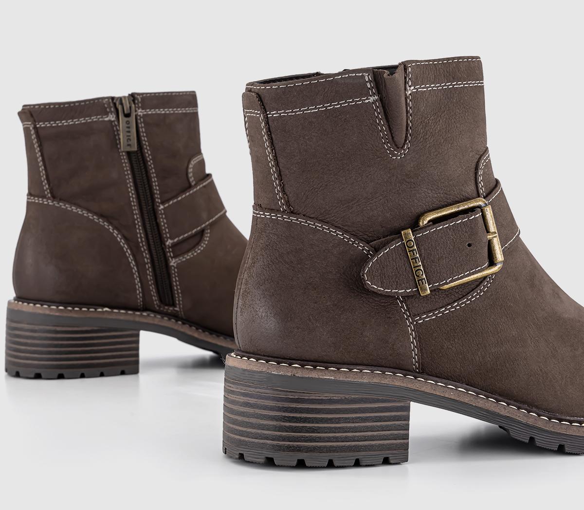 OFFICEAvril Cleat Sole Buckle BootsBrown Leather