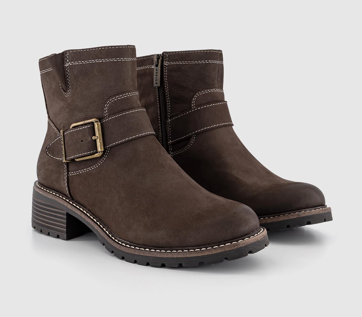 OFFICEAvril Cleat Sole Buckle BootsBrown Leather