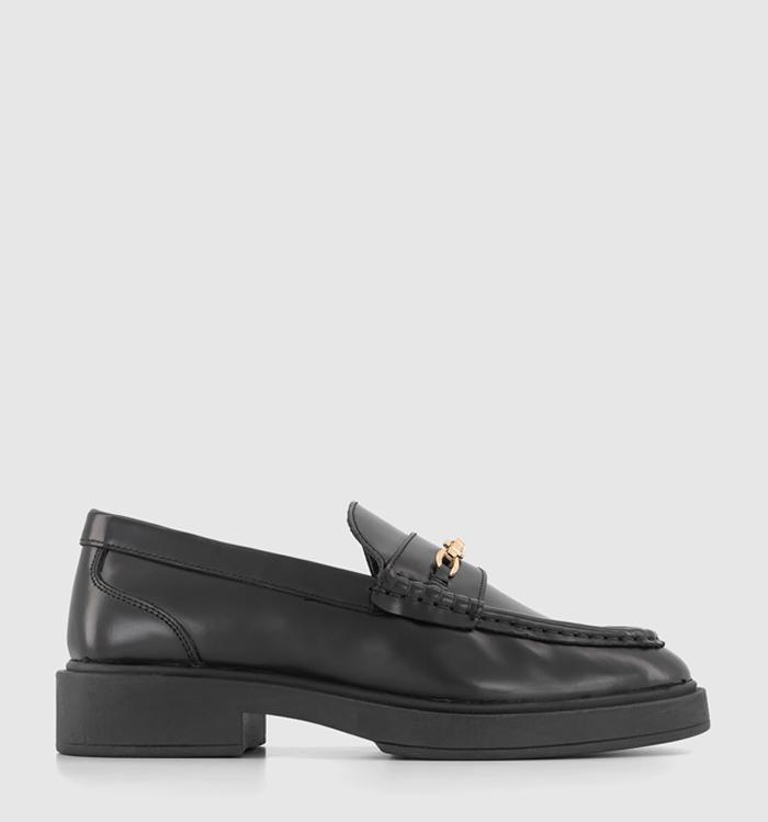 OFFICE Firecracker Leather Chain Loafers Black Leather