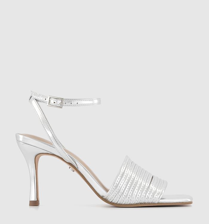 OFFICE Mimosa Strappy Heeled Sandals Silver