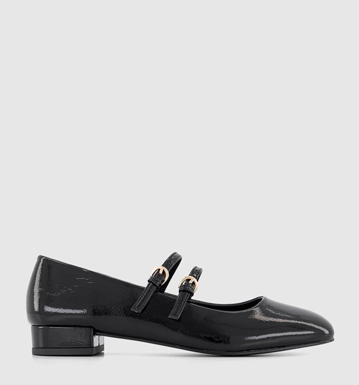 OFFICE Frenchkiss Patent Two Strap Mary Janes Black Patent