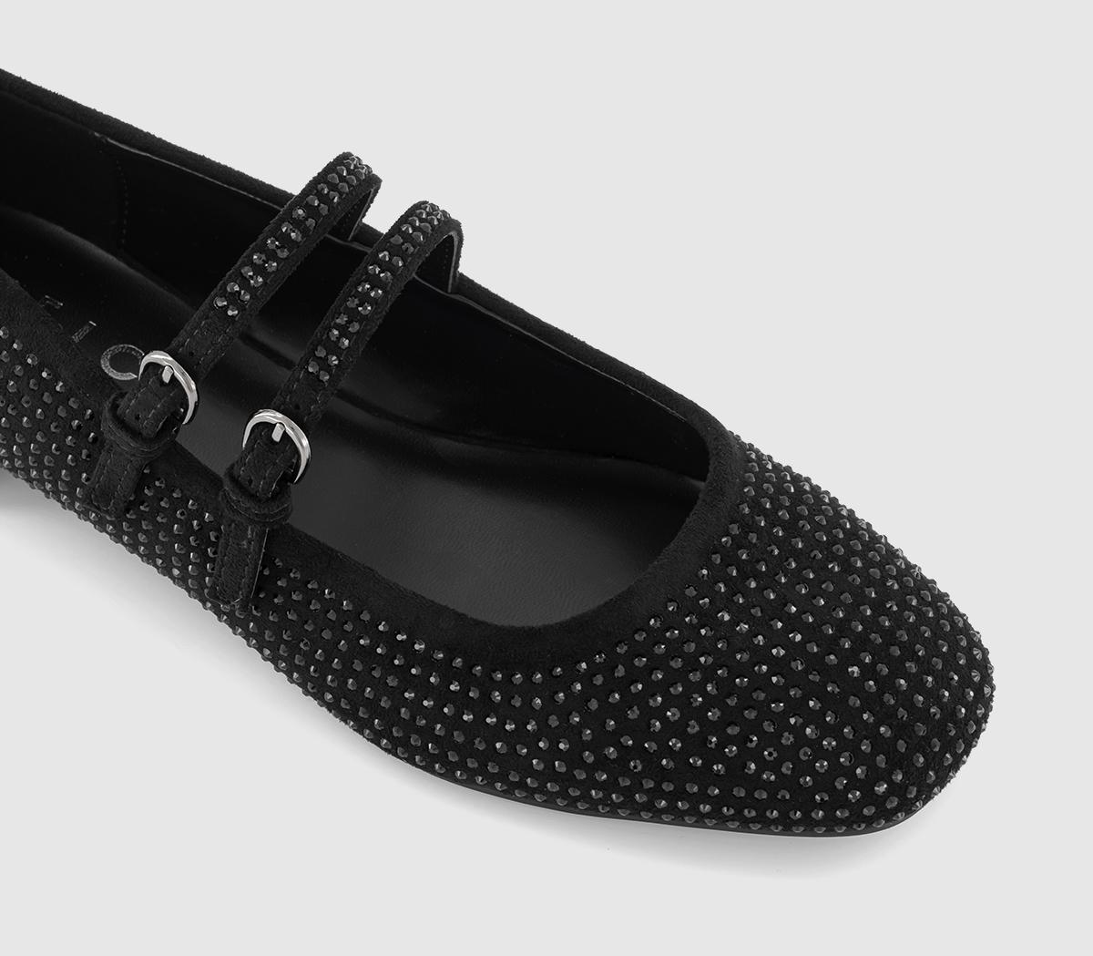 OFFICEFrenchkiss Two Strap Mary JanesBlack Diamante