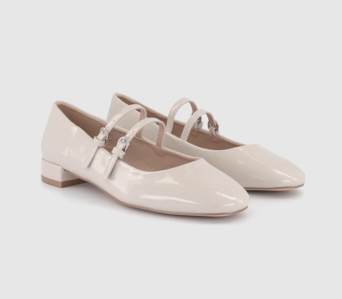 OFFICE Frenchkiss Patent Two Strap Mary Janes Off White - Flat Shoes for Women
