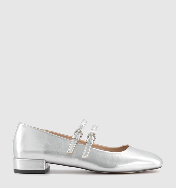 OFFICE Frenchkiss Patent Two Strap Mary Janes Silver