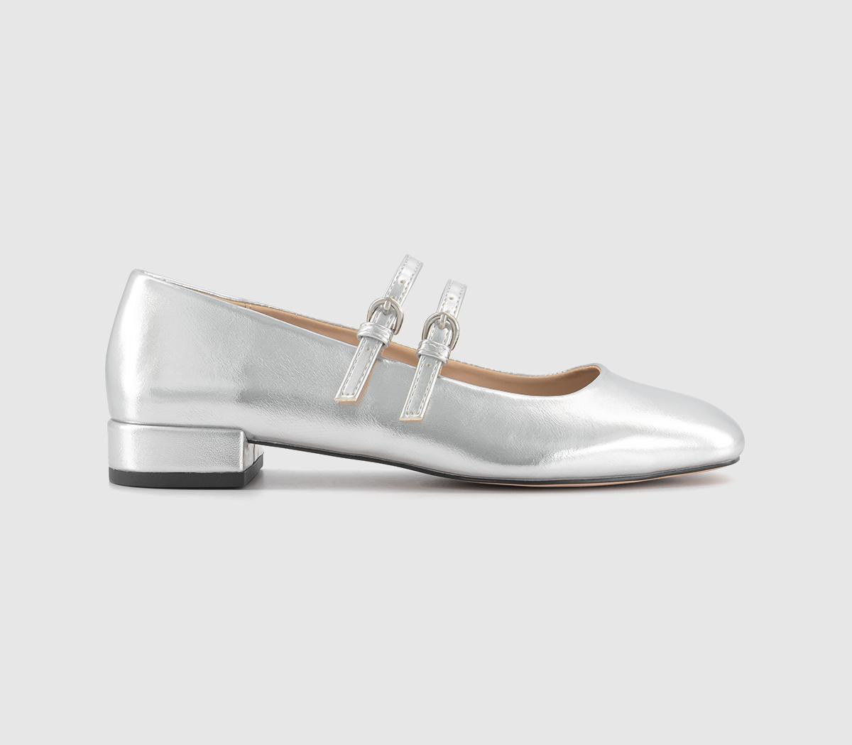 Frenchkiss Patent Two Strap Mary Janes Silver