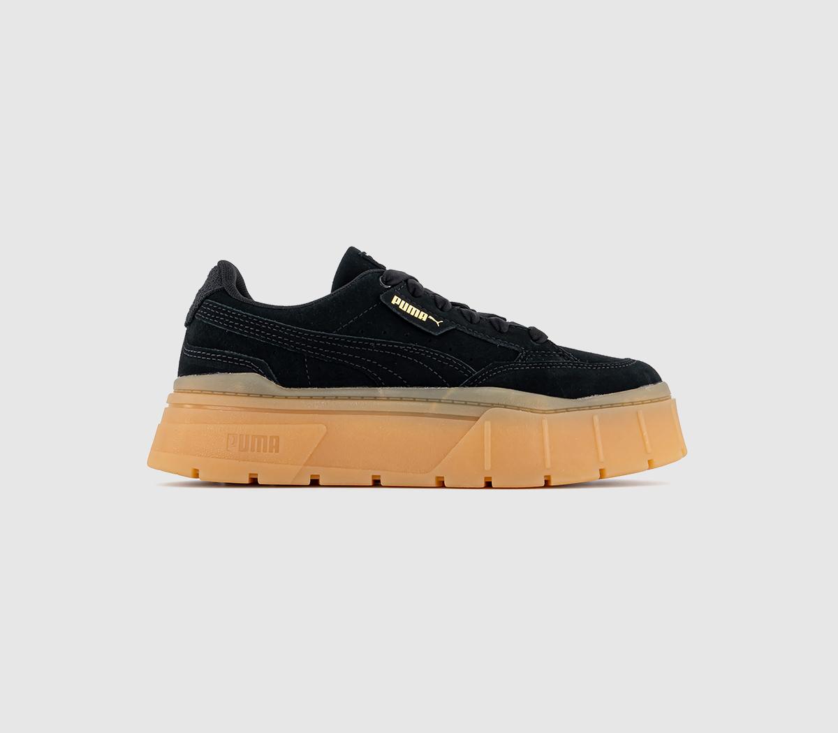 Puma platform trace trainers in sale black with gum sole