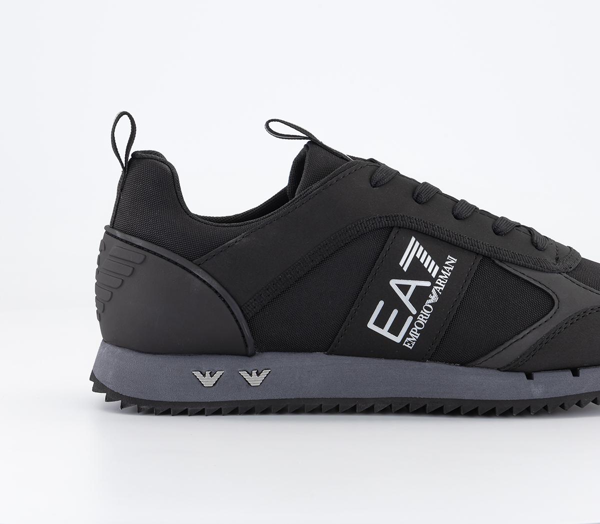 EA7 Emporio Armani EA7 B&W Trainers Black Iron Gate Silver Logo - Men's ...