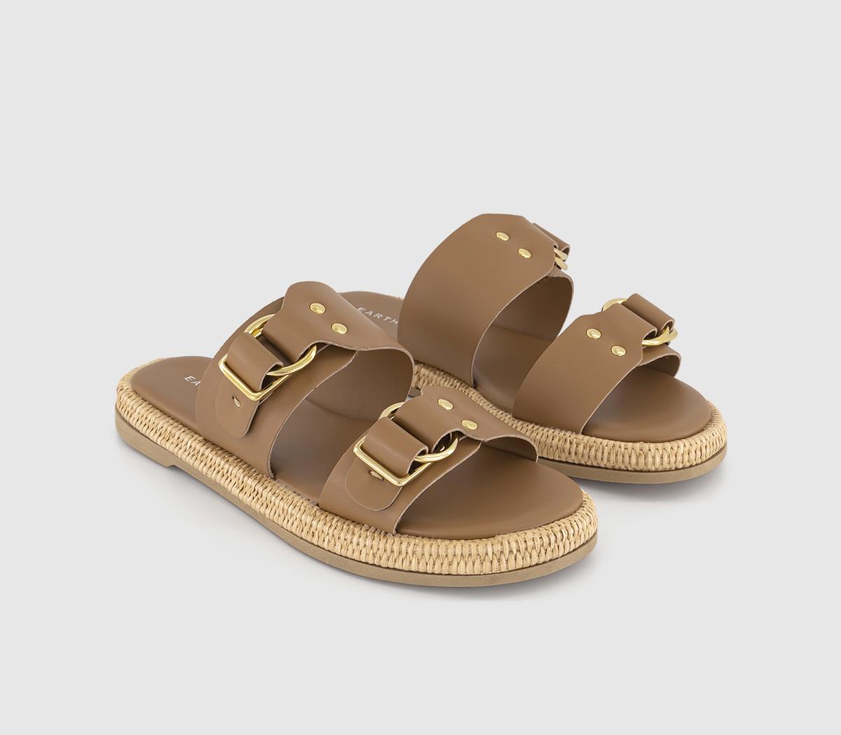 EARTHADDICTEarth Addict Swan Double Buckle MulesTan