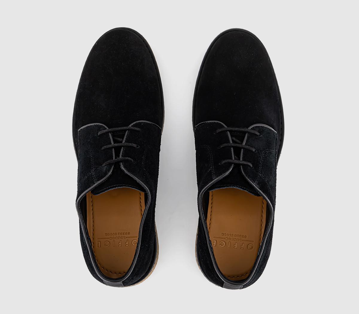 OFFICE Croft Crepe Look Derby Shoes Black Suede - Men's Casual Shoes