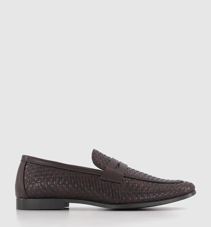 OFFICE Mortimer Embossed Weave Loafers Brown
