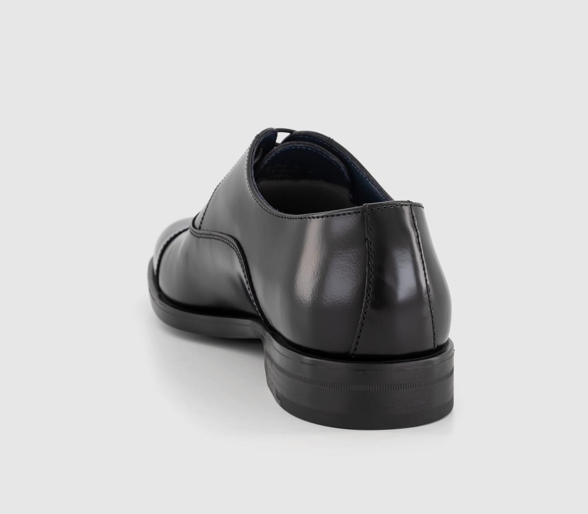 Poste Paddington Oxford Toecap Shoes Black Leather - Men’s Smart Shoes