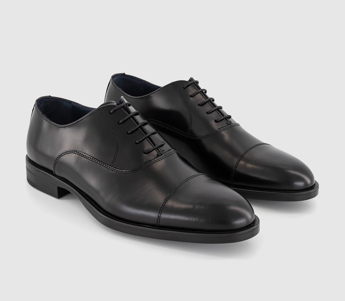 Poste Paddington Oxford Toecap Shoes Black Leather - Men’s Smart Shoes