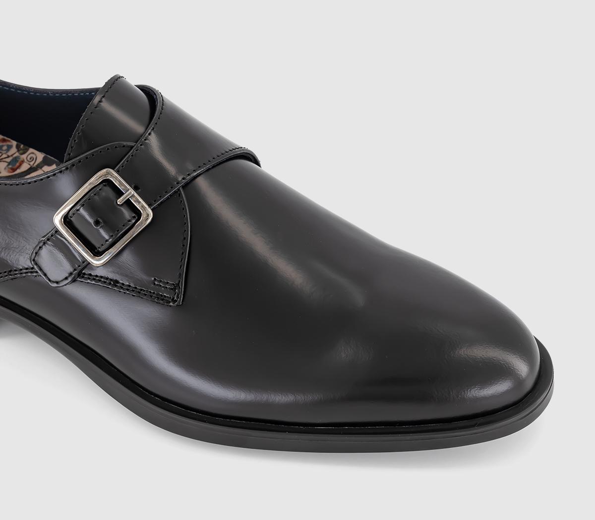 Poste Pierre Single Strap Monk Shoes Black Leather - Men’s Smart Shoes