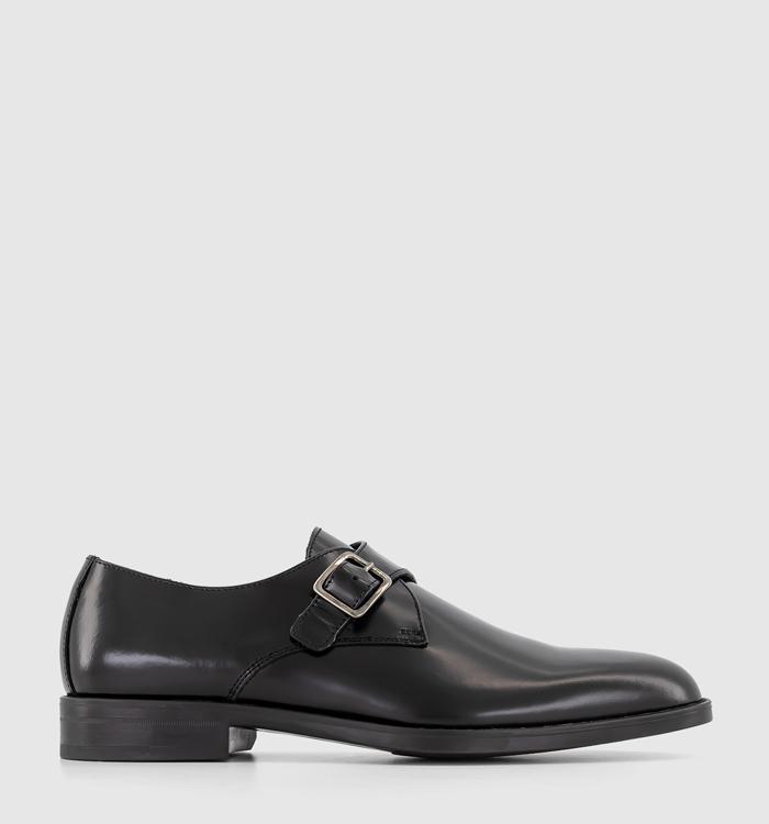 Poste Pierre Single Strap Monk Shoes Black Leather