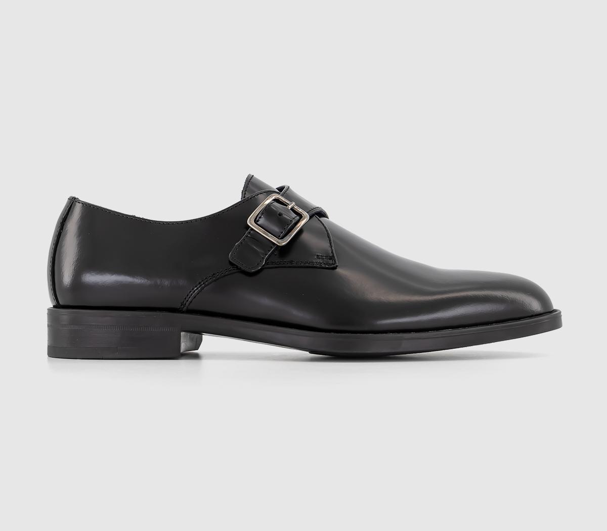 Pierre Single Strap Monk Shoes Black Leather