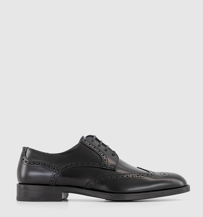 Poste Putney Derby Brogue Shoes Black Leather