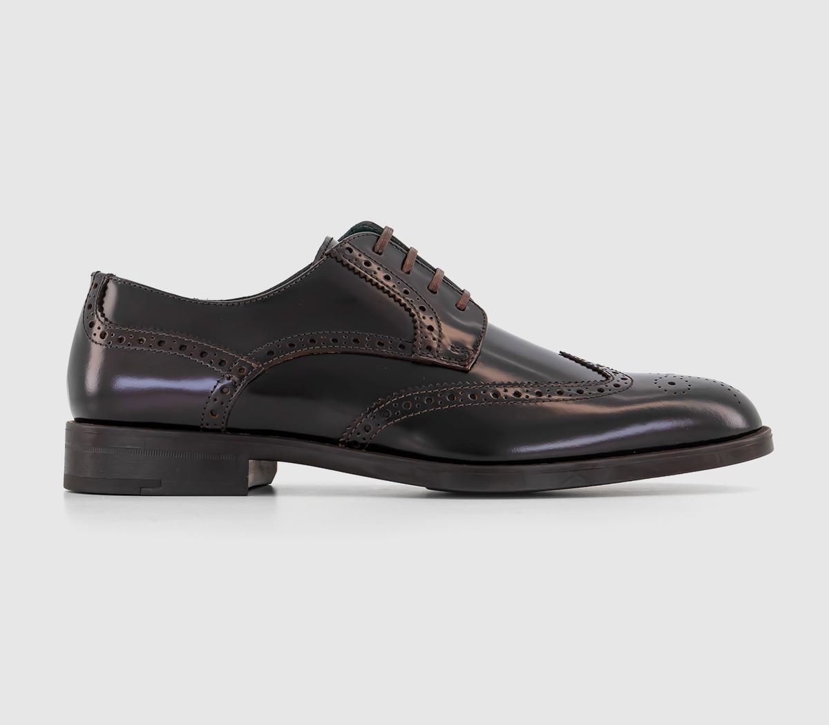 Poste Putney Derby Brogue Shoes Brown Leather - Mens Brogues