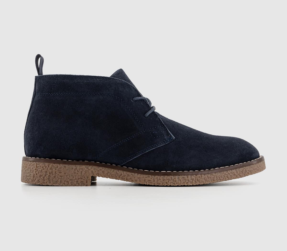 OFFICE Byron Crepe Look Chukka Boots Navy Suede - Men’s Boots