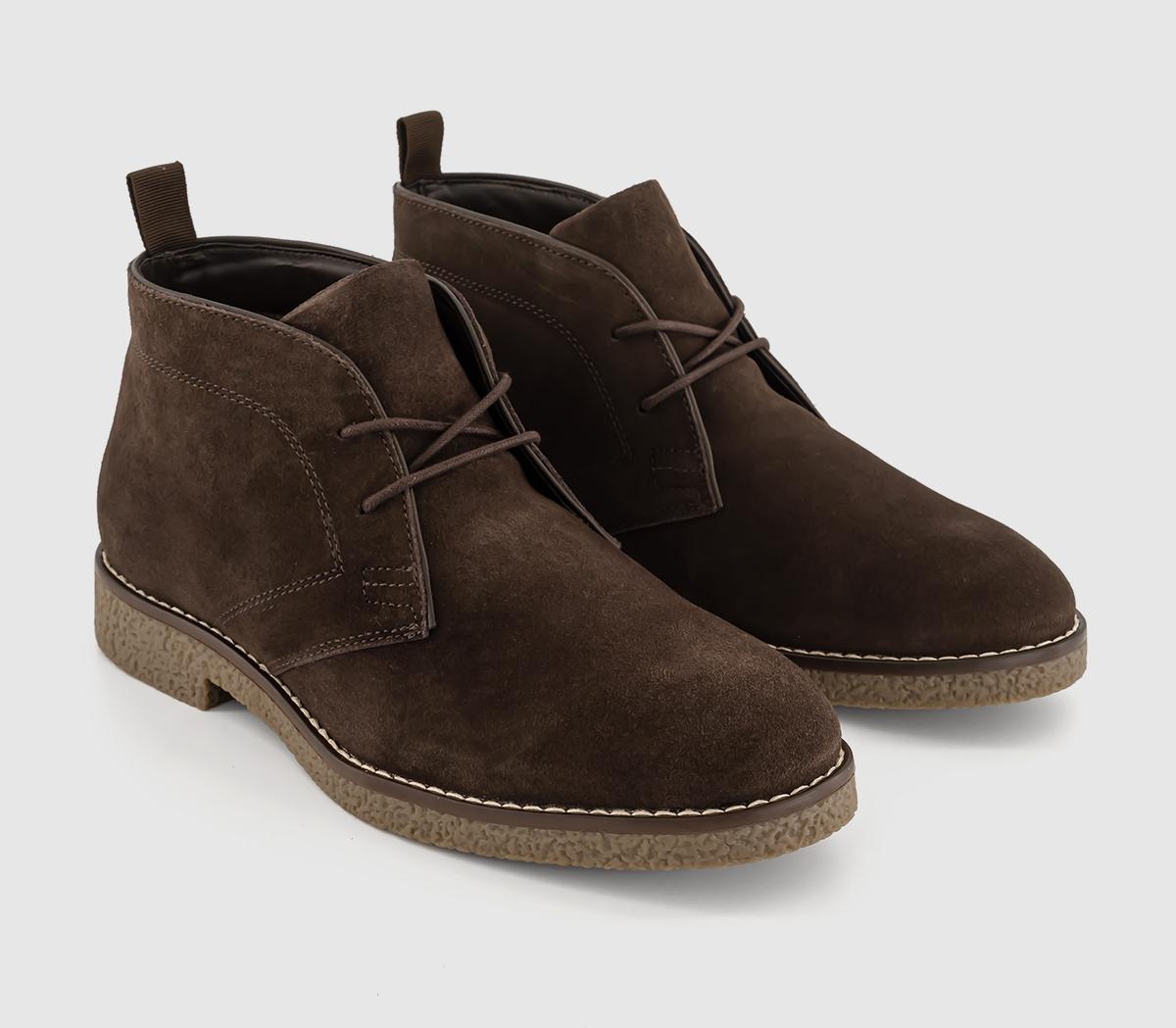 OFFICE Mens Byron Crepe Look Chukka Boots Brown Suede, 11