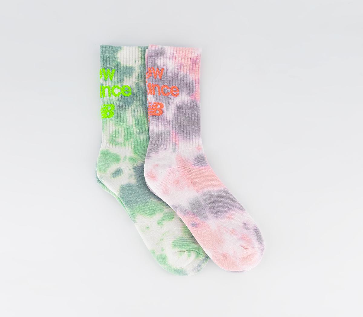 New Balance Socks Nb Tie Dye Midcalf Pink Green Multi, L