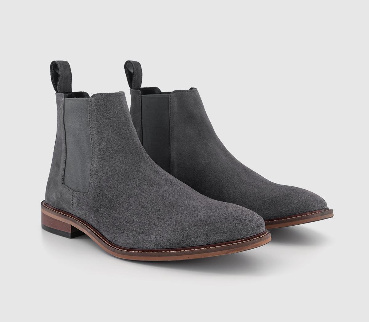 OFFICE Mens Beacon Chelsea Boots Grey Suede, 11