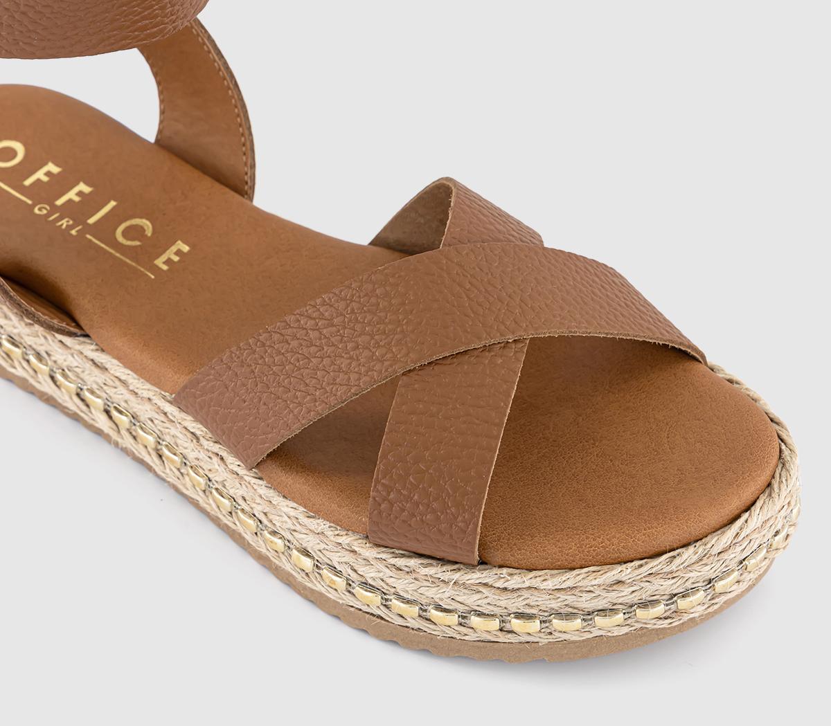 OFFICESassy Cross Strap Espadrille Flatforms OFFICESassy Cross Strap Espadrille FlatformsTan Leather