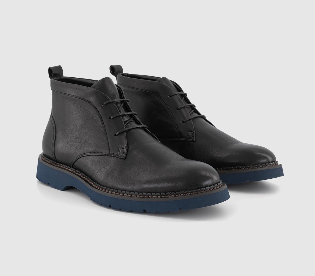 PostePetersham Contrast Outsole Chukka BootsBlack Leather