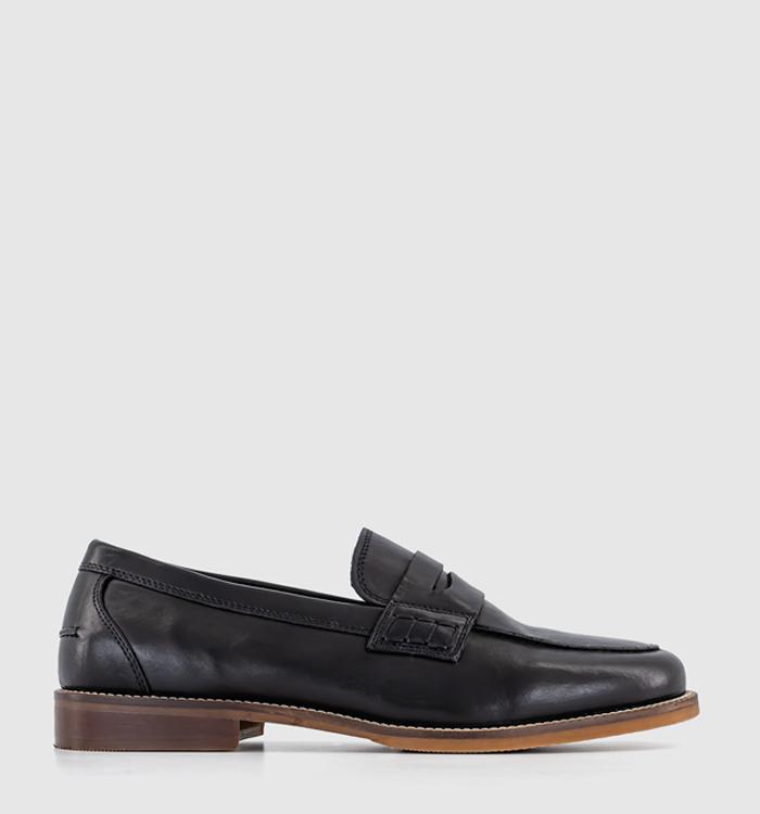 OFFICE Marlborough Penny Loafers Black Leather
