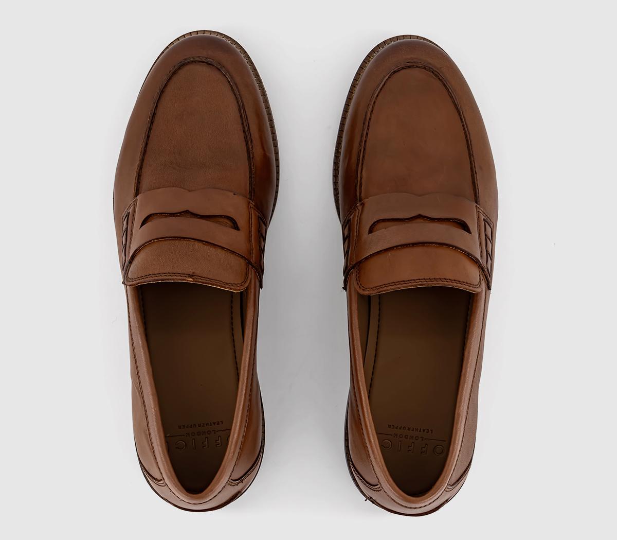 OFFICE Marlborough Penny Loafers Tan Leather - Men’s Smart Shoes